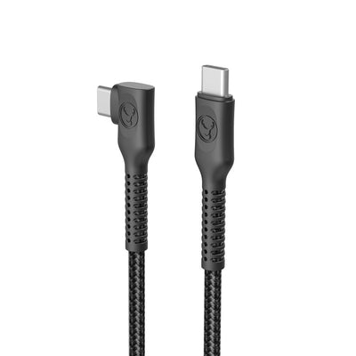 BONELK Long-Life Easy Grip USB-C to USB-C Right Angle Cable, 100W 3 m (Black)