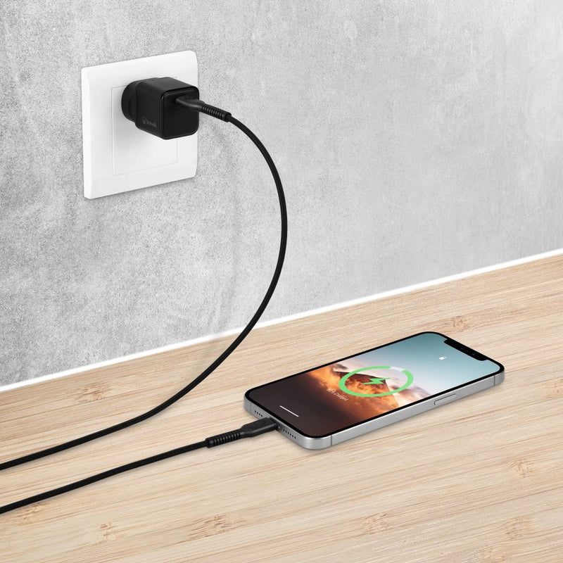 Bonelk 20W PD USB-C GaN Wall Charger + Easy Grip Cable - Black 