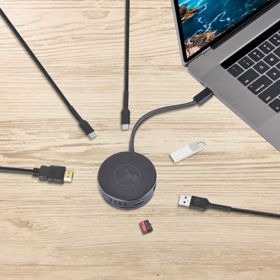 Bonelk Long-Life USB-C to 6in1 Multiport Hub - Black (Round)