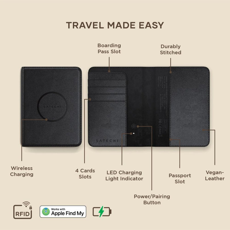 Satechi Vegan-Leather Passport Cover with Find My