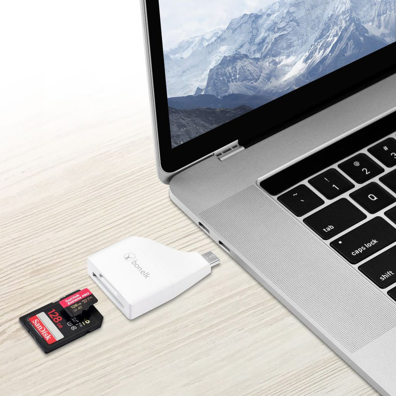 Bonelk USB-C to MicroSD/SD Adapter - (White)